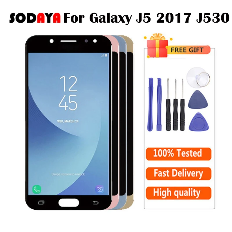 J530F ЖК для samsung Galaxy J5 2017 дисплей J530 SM + кодирующий преобразователь сенсорного
