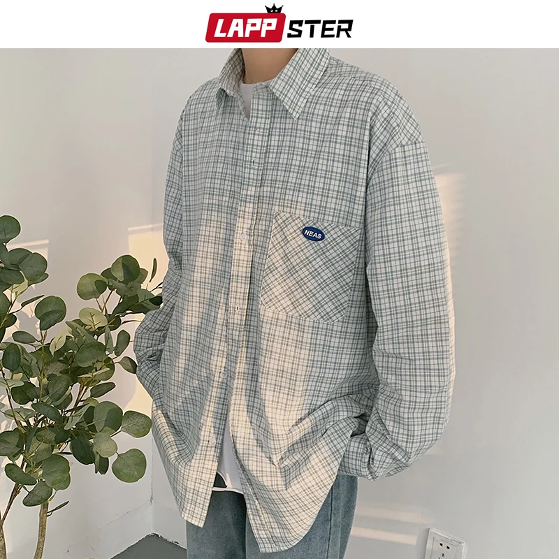LAPPSTER Mens Graffiti хип хоп весной Рубашки с длинным рукавом 2020 Harajuku корейская мода
