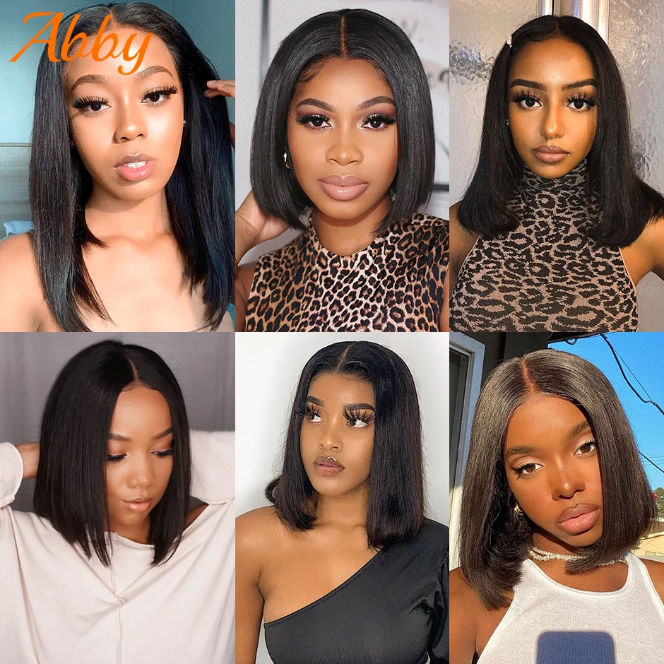 

ABBY Mongolian Straight Short Bob Human Hair Wigs 150%Density U Part Glueless Wigs For Black Women Straight 100% Human Hair Wigs