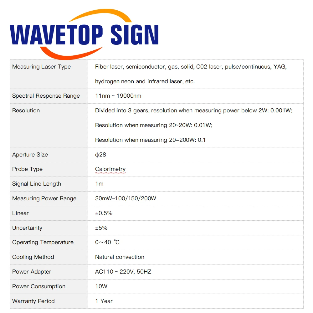 Настольный волоконный лазерный измеритель мощности WaveTopSign диапазон