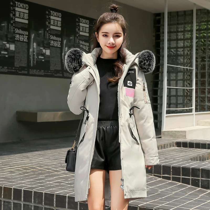 Женское зимнее пальто большого размера длинная парка из хлопка с капюшоном и
