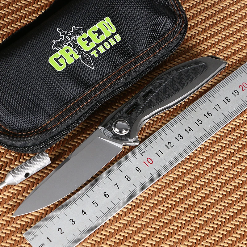 Складной неоновый нож m390 из углеродного волокна титановый с 3d ручкой для