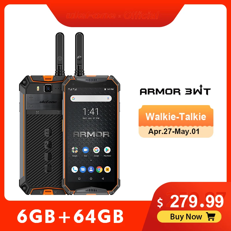 Ulefone Armor 3WT Walkie-Talkie прочный мобильный телефон 2 4G/5G WiFi Android 9 0 6 ГБ 64 Гб 10300 мАч NFC 4G