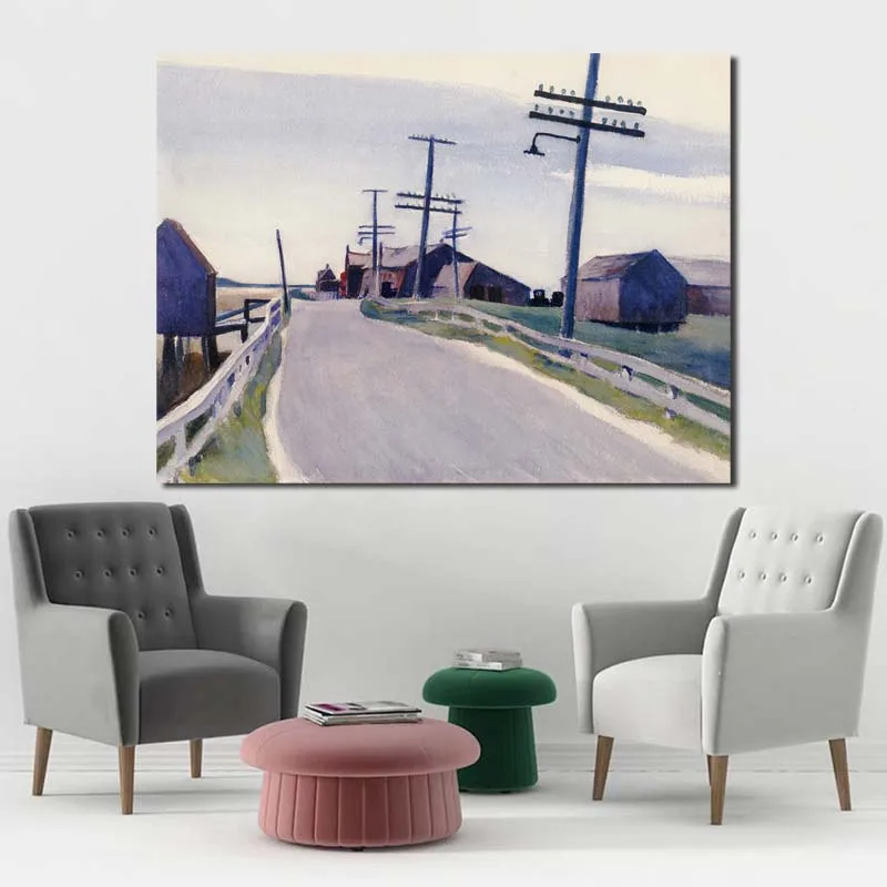 

Edwardor Hopper Wellfleetes Road Wall Art Canvas Posters Prints Painting Oil Wall Pictures Living Room Home Decor Accessories HD