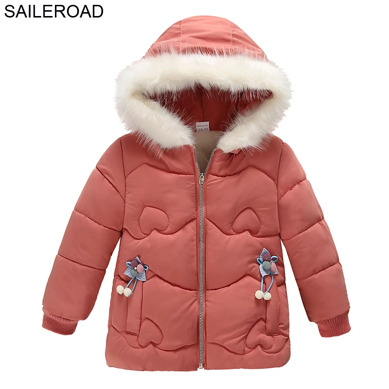 

Куртка на хлопковом наполнителе для девочек, с карманом и цветочным принтом