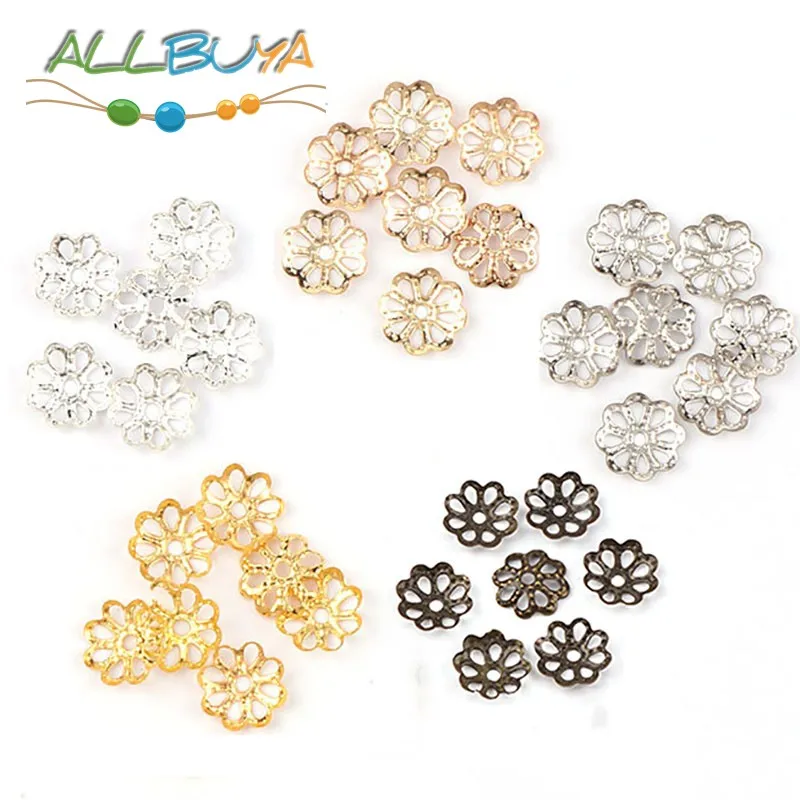 

Шапочки для бусин в форме лепестков цветов, разделители для бусин золотого цвета, аксессуары для изготовления ювелирных изделий «сделай сам», 200 шт., 9 мм