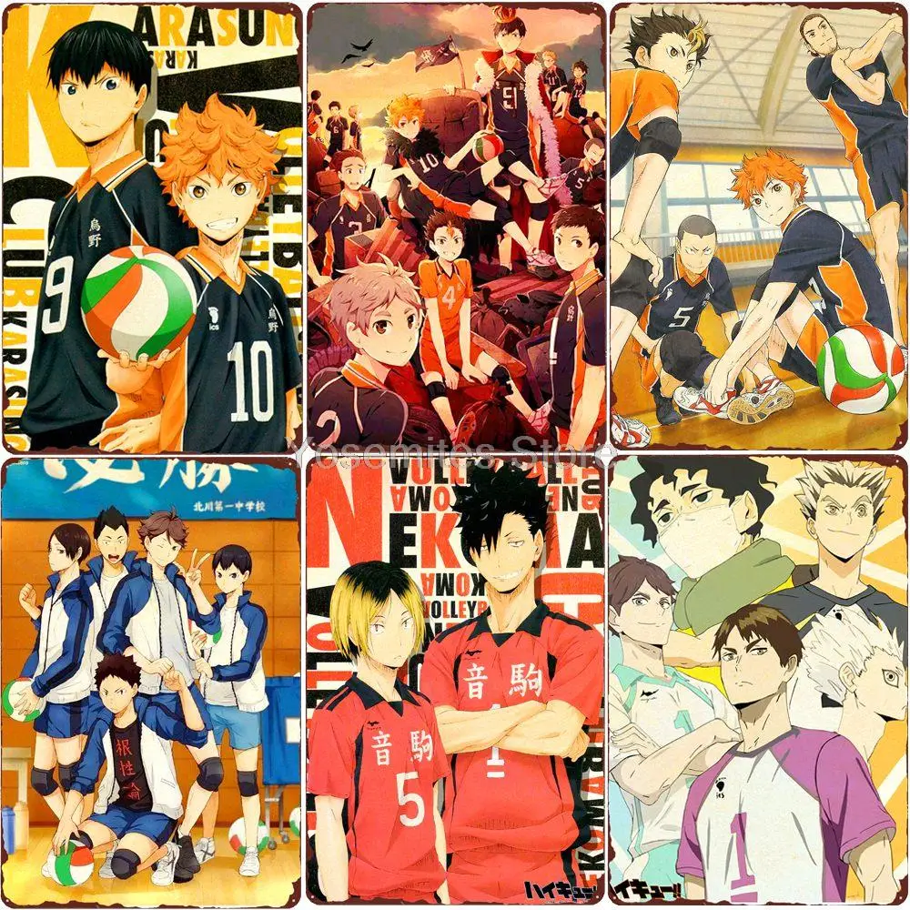 

Vintage Japanischen Anime Metall Zinn Zeichen Haikyuu Retro Poster Kunst Malerei für Bar Club Cafe Zimmer Basketball Fan Wand Au