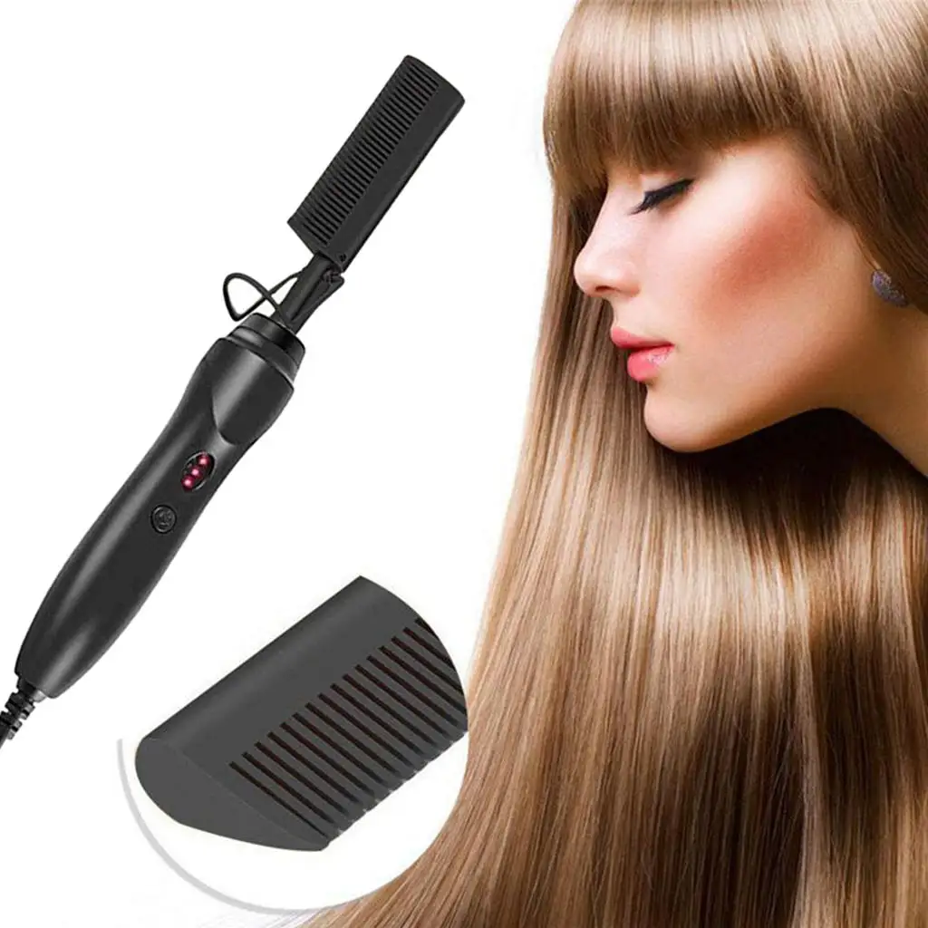 

Hot Comb Hair Straightener, Electric Heating Comb, Portable Travel Anti-Scald Beard Straightener Press Comb, US Plug