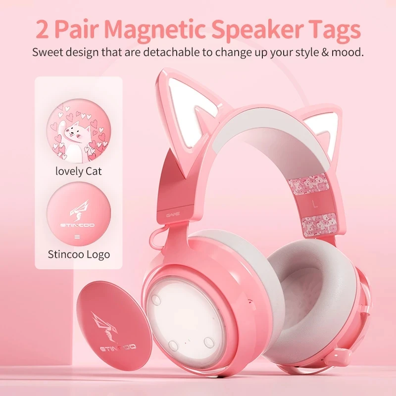 flash light glow cute cat ears headphones with mic control led girls stereo bass helmet phone music earphone gamer casco headset free global shipping