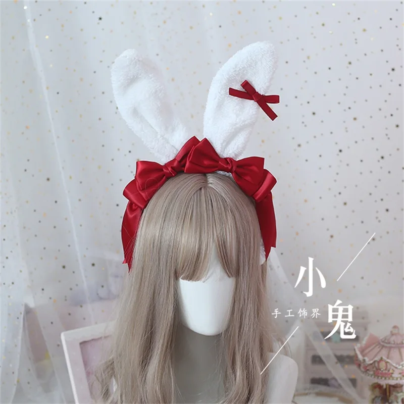 Милый японский кавайный большой бант плюшевый кролик с ушами KC повязка на голову