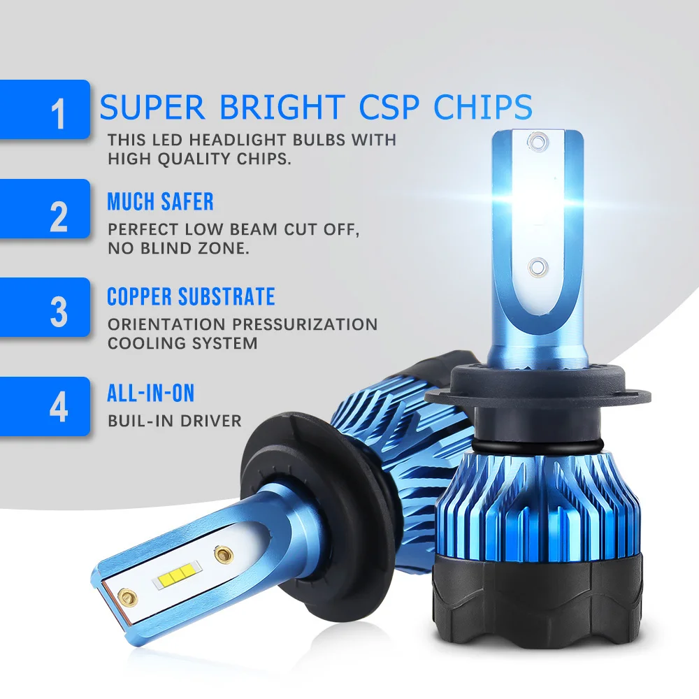 

BraveWay H4 Led Headlight LED Bulb for Car Fog Light Bulb H1 H3 H7 LED H11 9005 9006 HB3 HB4 12000LM 12V Diode Lamps 4300K/6500K