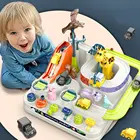Игрушечный Железнодорожный трек для детей, игрушки Монтессори для мальчиков и девочек, подарки, гоночные автомобили, механические приключения, настольная игра для мозга