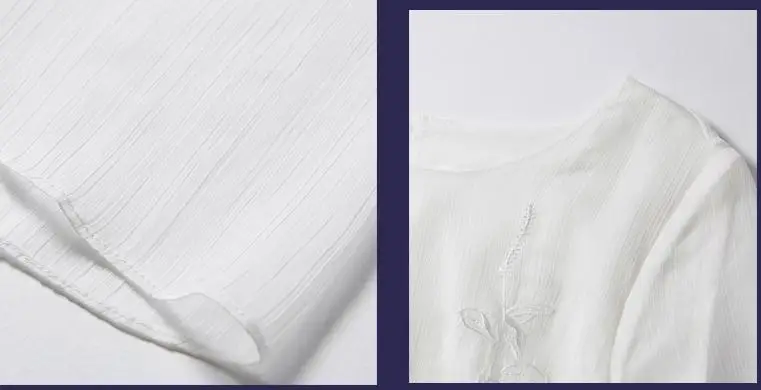 

2020 Summer Spring Chinese Style Womens White 3/4 Sleeve Embroidery Dress , Casual 3xl 4xl Long Dresses for Woman