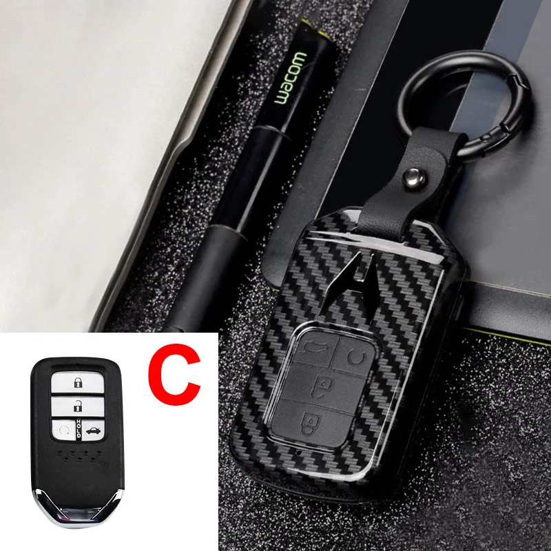 C Carbon ABS+ силиконовый для ключа автомобиля чехол для электронный контроллер дросселя для Honda Civic CRV HR-V HRV пилот соглашение о Одиссее 2013- удаленный смарт-ключ чехол - Название цвета: C Carbon
