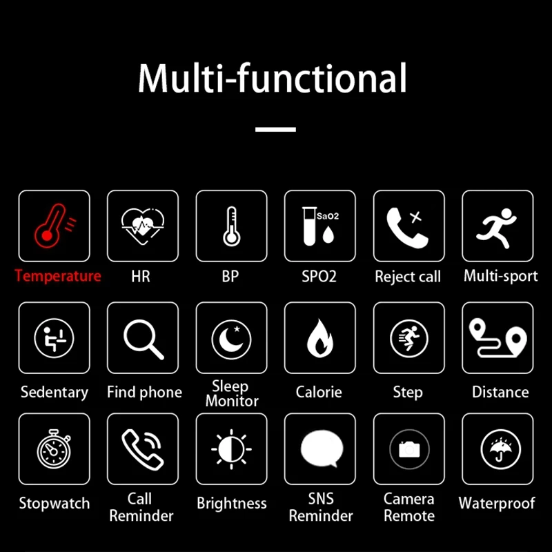 

Smart Bracelet with Temperature Detection Heart Rate and Blood Pressure Monitoring Health Tracker
