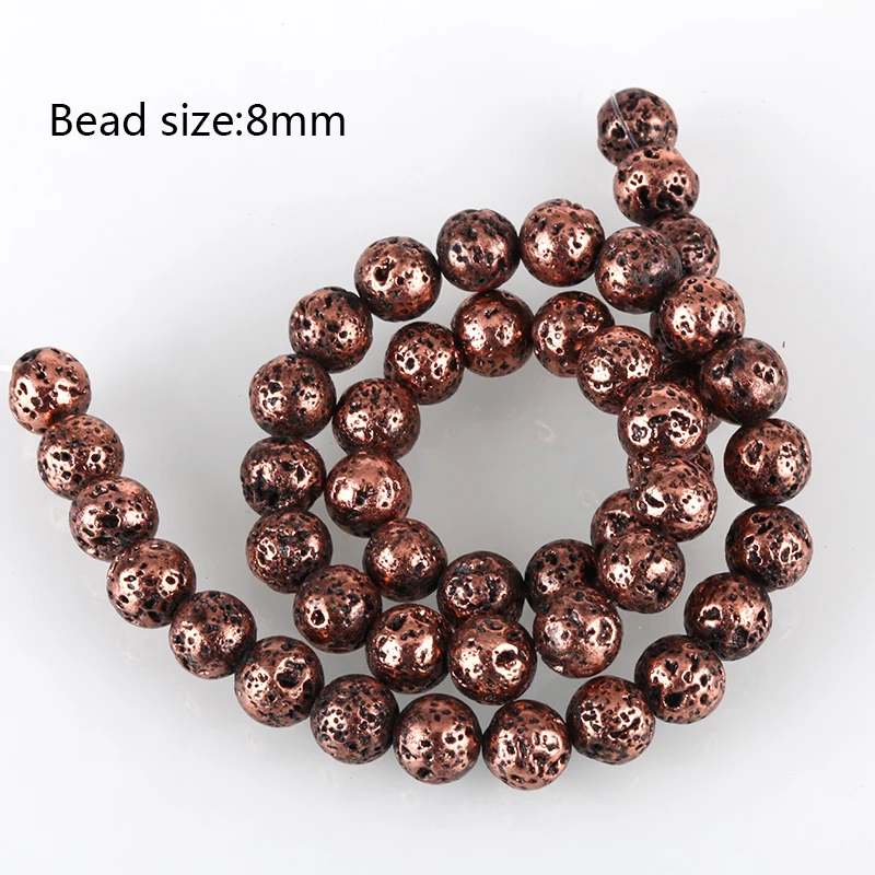 Бусины Из Натурального лавового камня 8 мм браслет золото сталь розовое