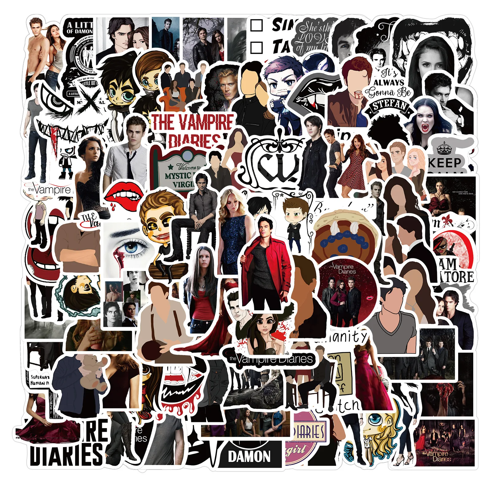 

10/50/100pcs Classic Movie The Vampire Diaries Stickers TV Show Sticker for Notebook Skateboard Computer Mobile Phone DIY Trunk