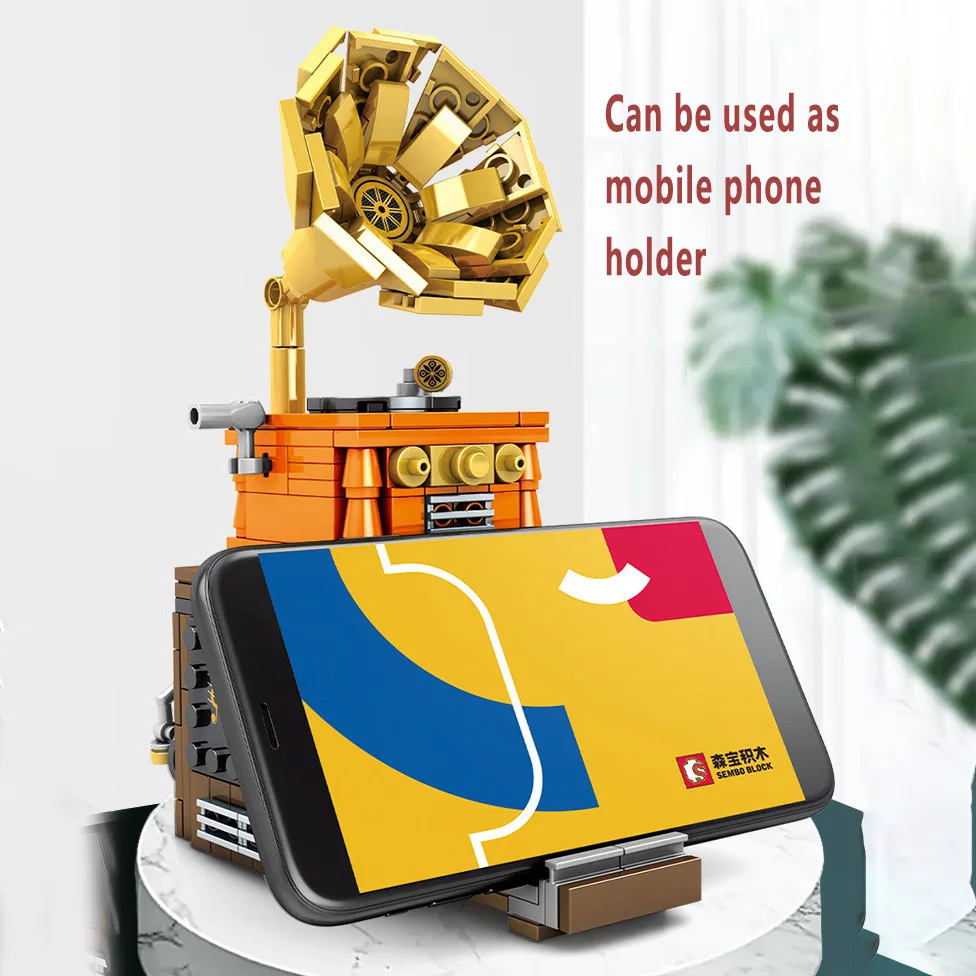 

New MOC Piano Phonograph Music Box Building Blocks DIY Bluetooth Speaker Model Assembly Bricks Toys for Kids Birthday Gifts