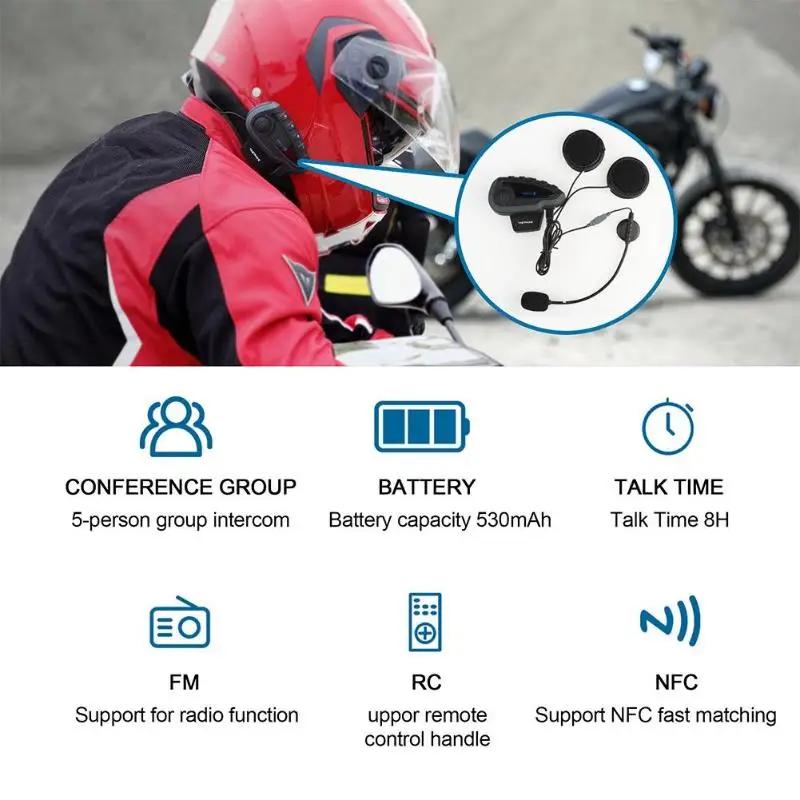 Bluetooth гарнитура с дистанционным управлением NFC подходит для мотоцикла|Наушники