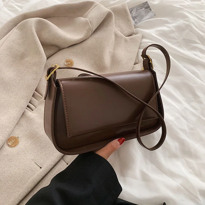 

High-quality Ladies Casual Shoulder Bag 2021 Autumn and Winter New Fashion Simple Underarm Bag Retro Net Red Small Square Bag