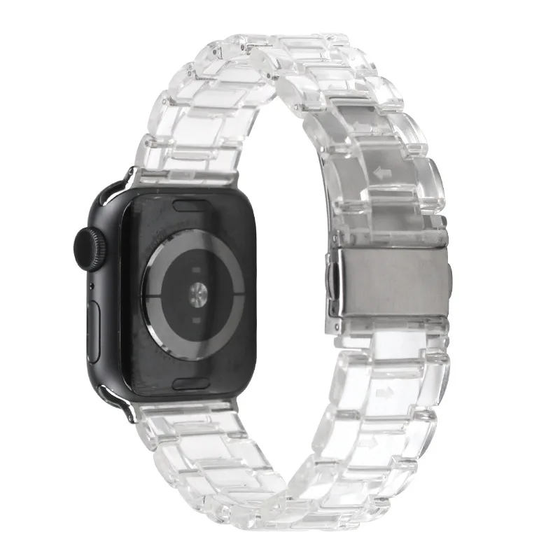 

Lucency Resin Band for Apple Watch Series 6 5 4 3 2 SE Clear Folding Watchbands for Iwatch 38 40 42 44MM Accessories Strap