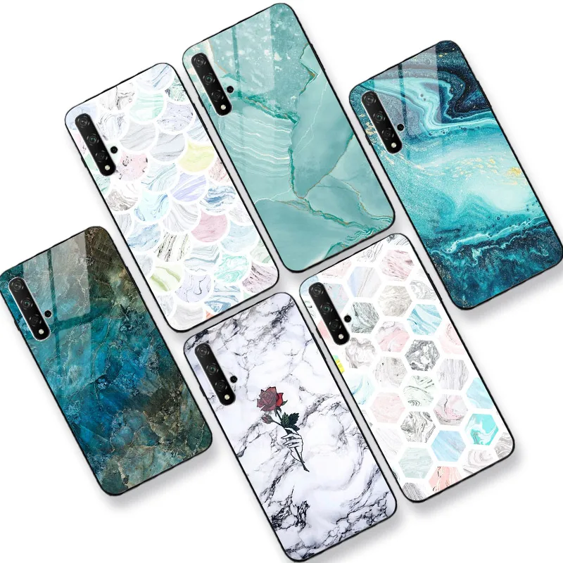 Глянцевый мраморный чехол для телефона Huawei Nova 5T 3i Mate 20 PRO 10 Lite Y5 2018 Y6 Prime 2019 Y7 задняя
