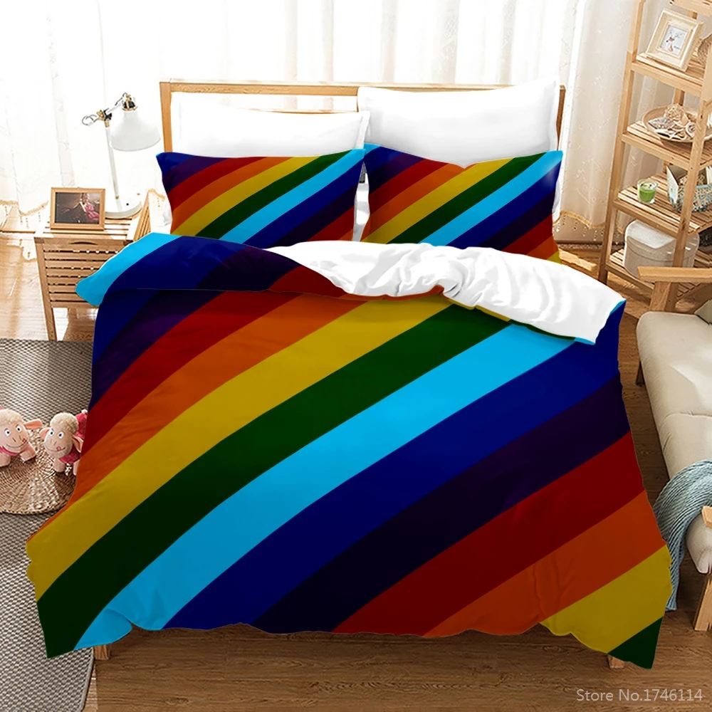

Colorful Stripes Series 3D Duvet Cover Set Twin Full Queen King Size Bedding Set Soft Quilt Cover with Pillowcase Set Bedclothes