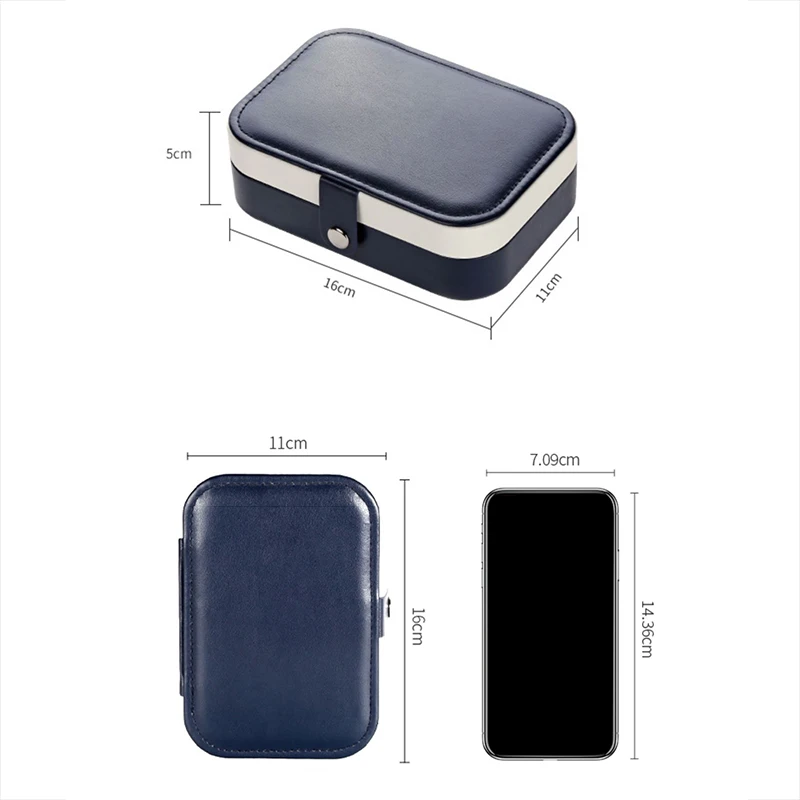 

Portable Leather Jewelry Storage Box Earring Ring Necklace Storage Box Travel Double-layer Ladies Cosmetic Beauty Jewelry Box