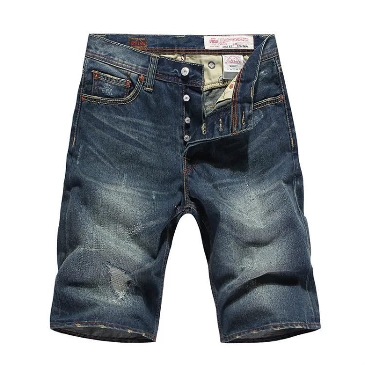 Мужские джинсовые шорты дышащие прямые брюки до колен стирка повседневные штаны