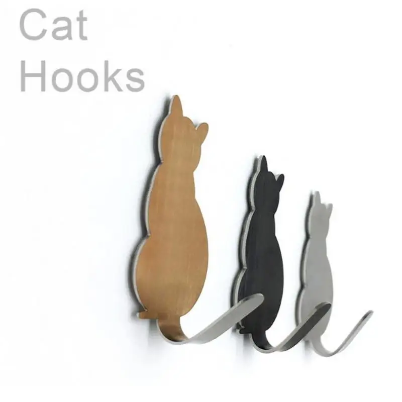 

Creative Kitten Stainless Steel Powerful Adhesive Hook Kitchen Free Punch Hook Strong Hook Behind Bathroom Wall Door