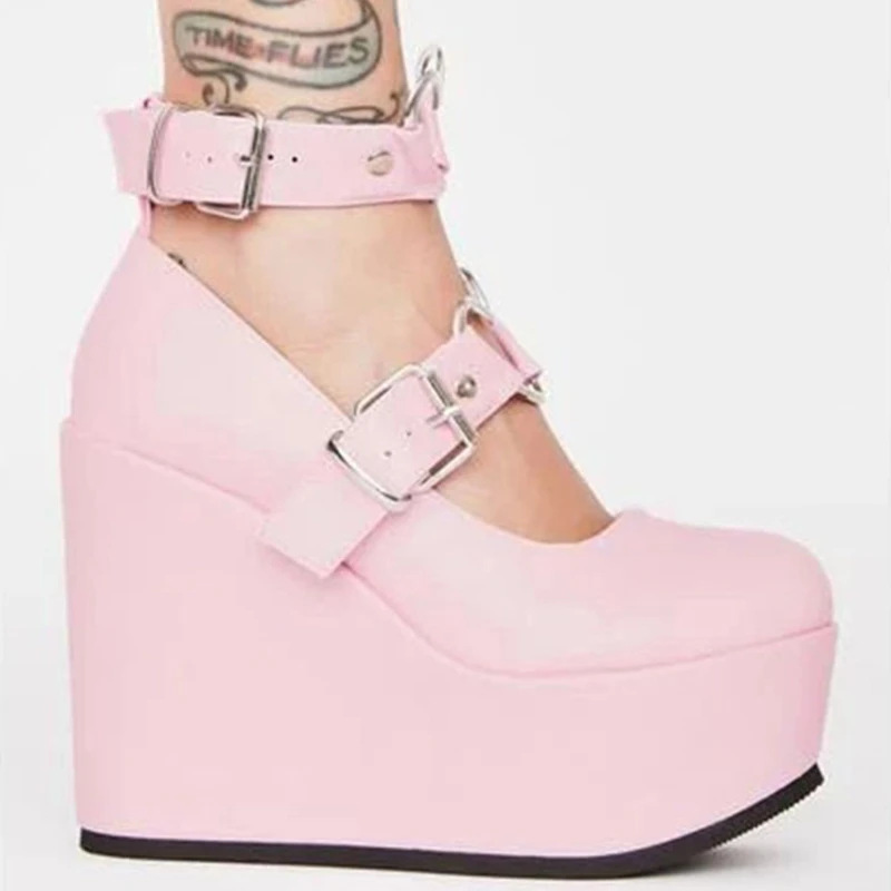 Туфли женские на танкетке милые туфли-лодочки в готическом стиле платформа