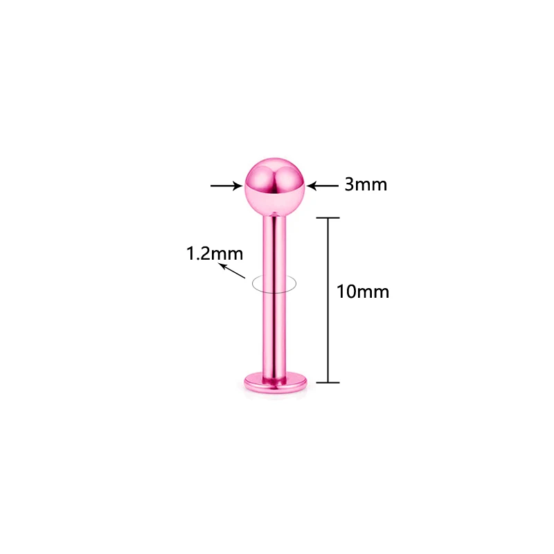 Pink 1.2-10-3 5 шт./лот ragus спираль бар 3 мм мяч из нержавеющей стали Лабрет губы Бар Кольца ШПИЛЬКА хрящевой пирсинг для уха ювелирные изделия для тела - Окраска металла: Pink 1.2-10-3