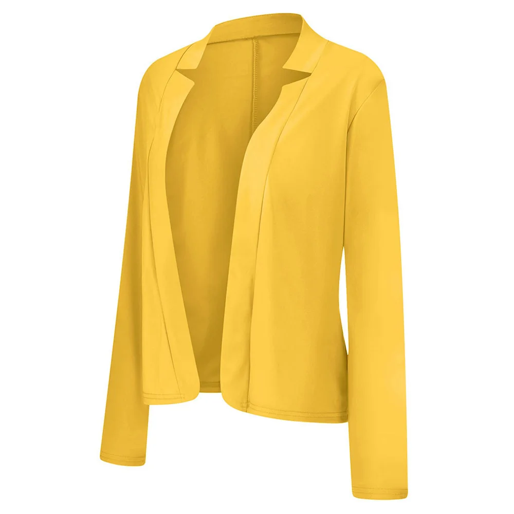 Женский блейзер с длинными рукавами и лацканами для офиса однотонное деловое