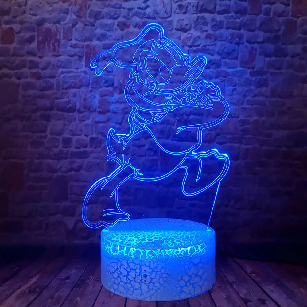 Дональд Дак 3D лампа настольная 7 цветов Изменение LED ночник фигурка для мальчиков