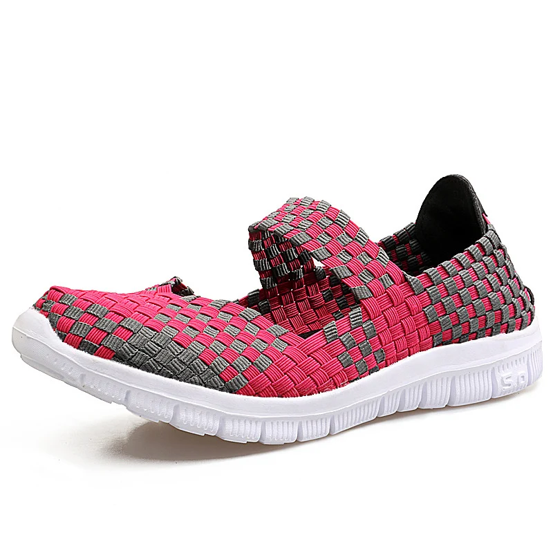 dobeyping Spring Autumn Women's Sneakers Colorful Woven Female Flats Casual Slip On Shoes Woman Light Weight Walking Women Shoe