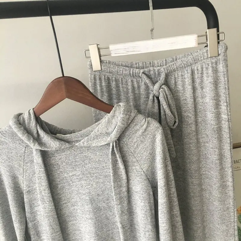 Женский спортивный костюм из двух предметов однотонный Повседневный Свободный