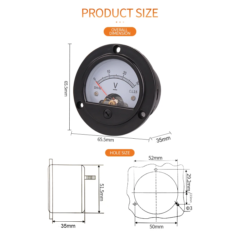 SO-52/DH-52 постоянного тока Anlog вольтметр встроенный измеритель напряжения прямые