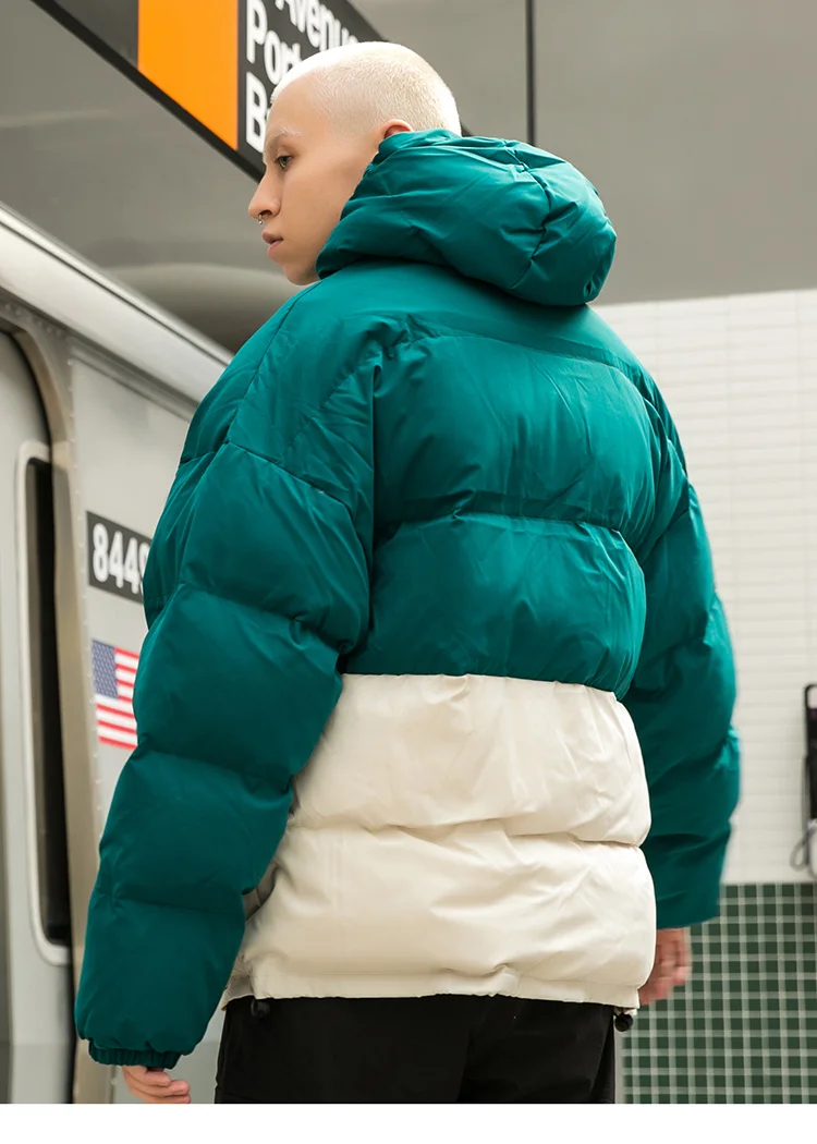 Зимняя уличная куртка в стиле хип-хоп парка с подкладкой для мужчин Harajuku цветной Тренч с капюшоном ветровка одежда оверсайз Новинка