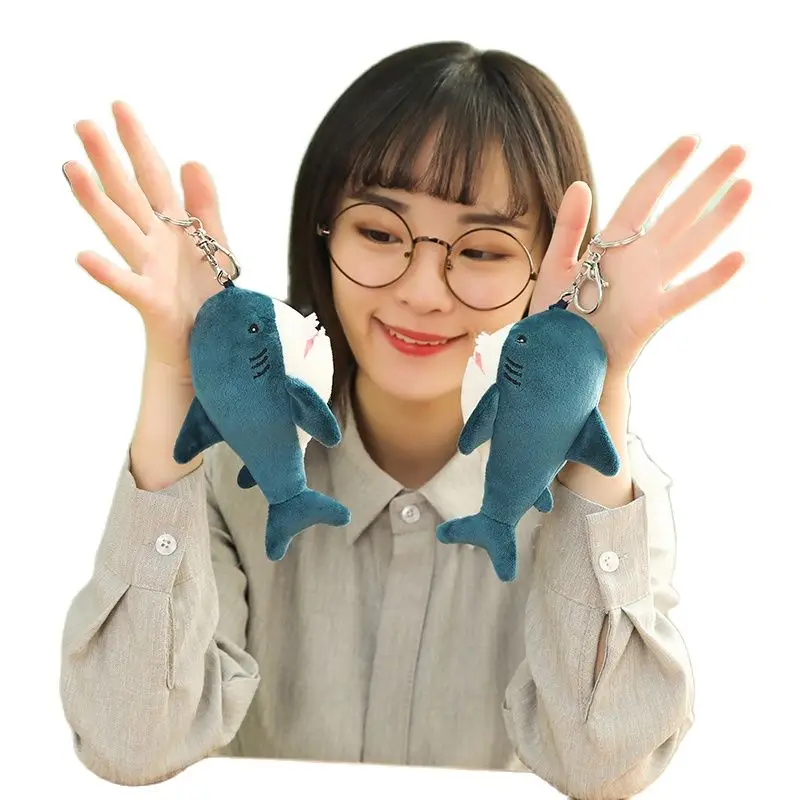 

15cm Cute Simulation Shark Plush Key Chain Pendant Toys Soft Cartoon Whale Stuffed Doll Backpack Keychain Bag Kids Gifts