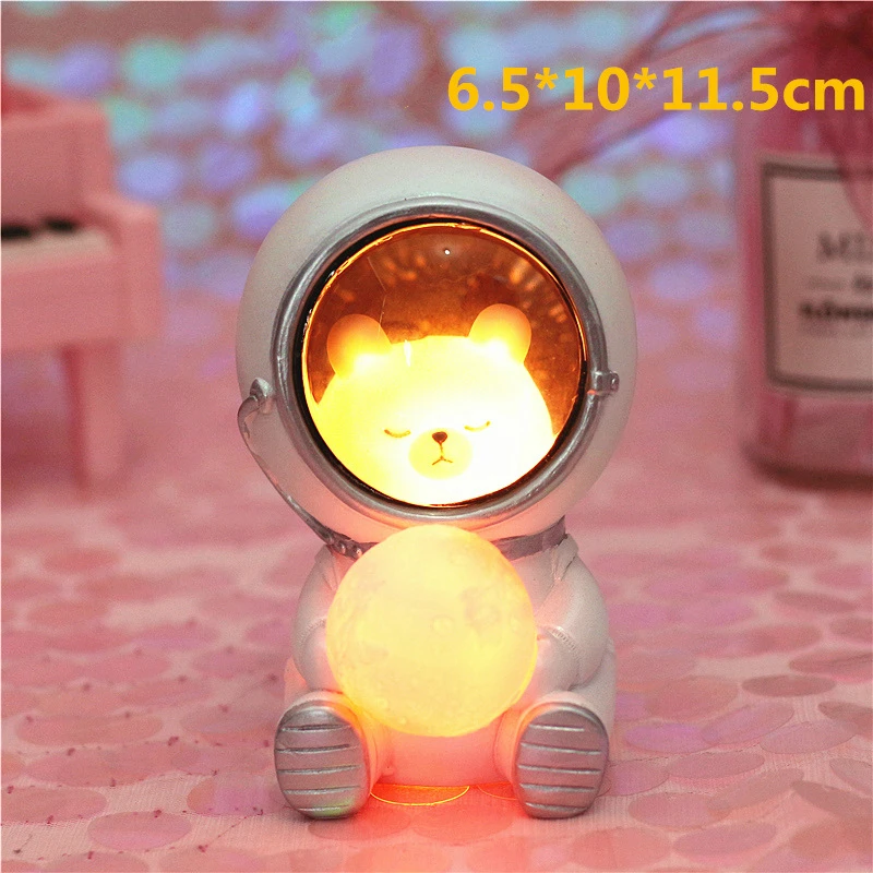 Small bear Ночной светильник LEDIARY Animal Astronaut, собака, кошка, медведь, украшения, светильник для животных, настольная лампа, теплый белый декор из смолы, светильник ing - Испускаемый цвет: Small bear