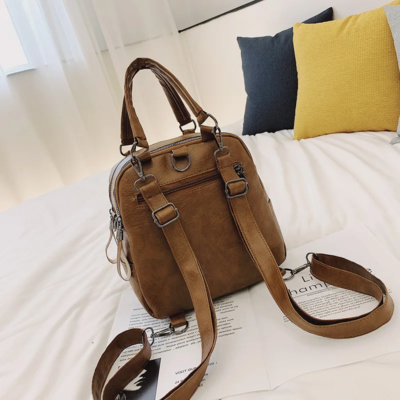 Женский рюкзак корейский стиль мягкая кожа Ретро для колледжа отдыха