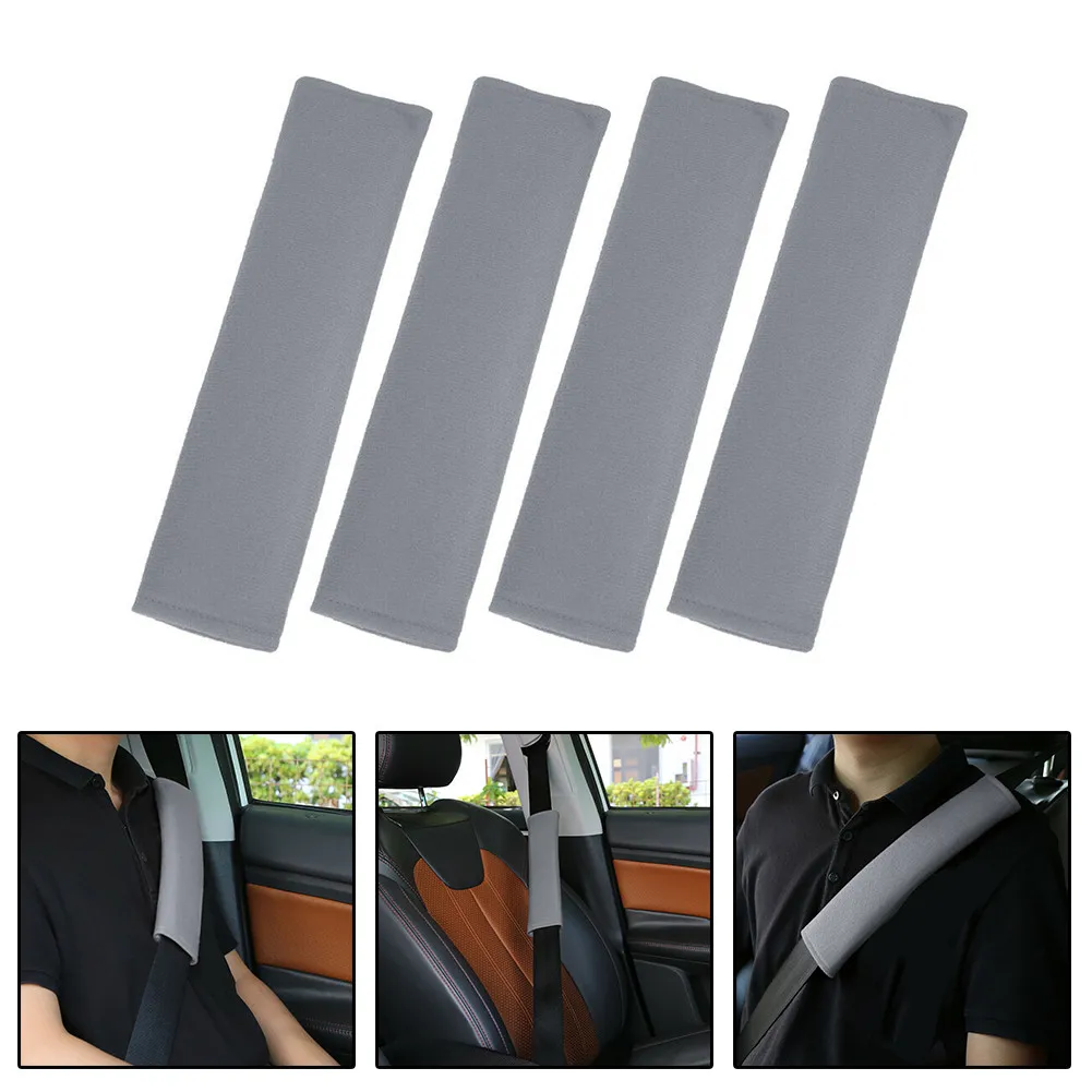 

4pcs Universal Gray Seat Belt Cover Shoulder Pad Strap Protector For Car Truck Durable And Practical