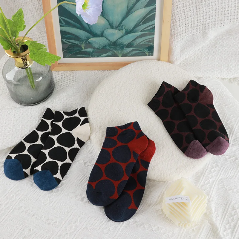 

Boat Socks Women's Spring and Summer New Products Thin Round Polka Dot Geometric Simple Casual Cotton Men's Socks
