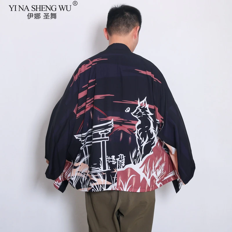 Кимоно мужское с длинным рукавом юката кардиган внешней крышкой халат кимоно