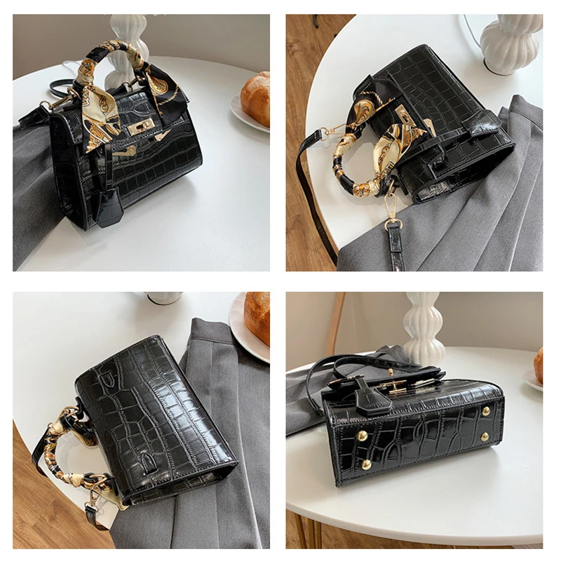 

New Style Casual Bag Fashion Trend One-Shoulder Messenger Bag Texture Silk Scarf Handbag