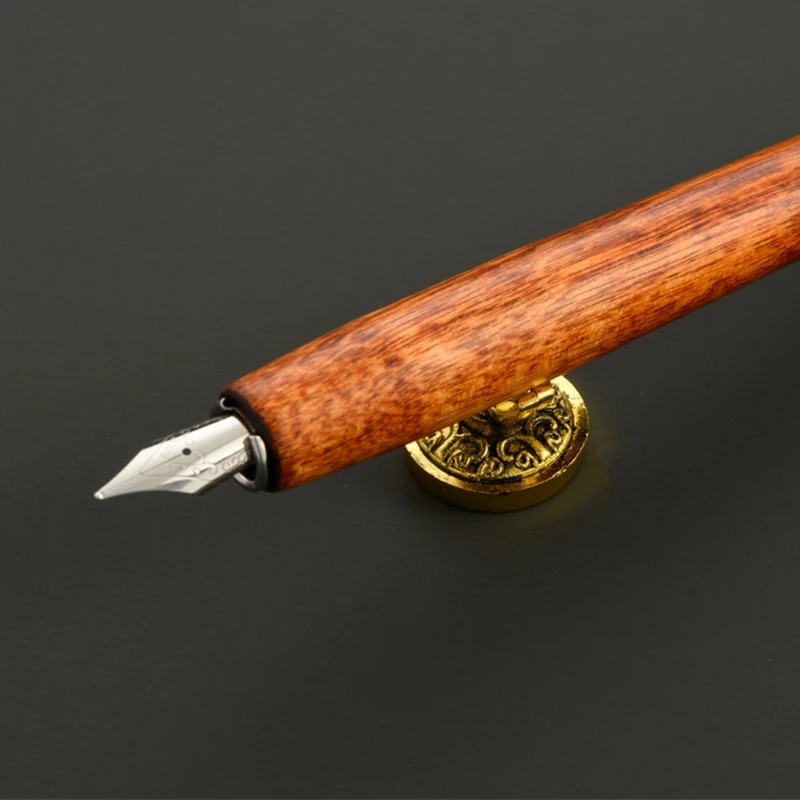 

Vintage Dip Pen Fountain Writing Ink 5 Nibs Wax Seal Stamp Gift Box Calligraphy