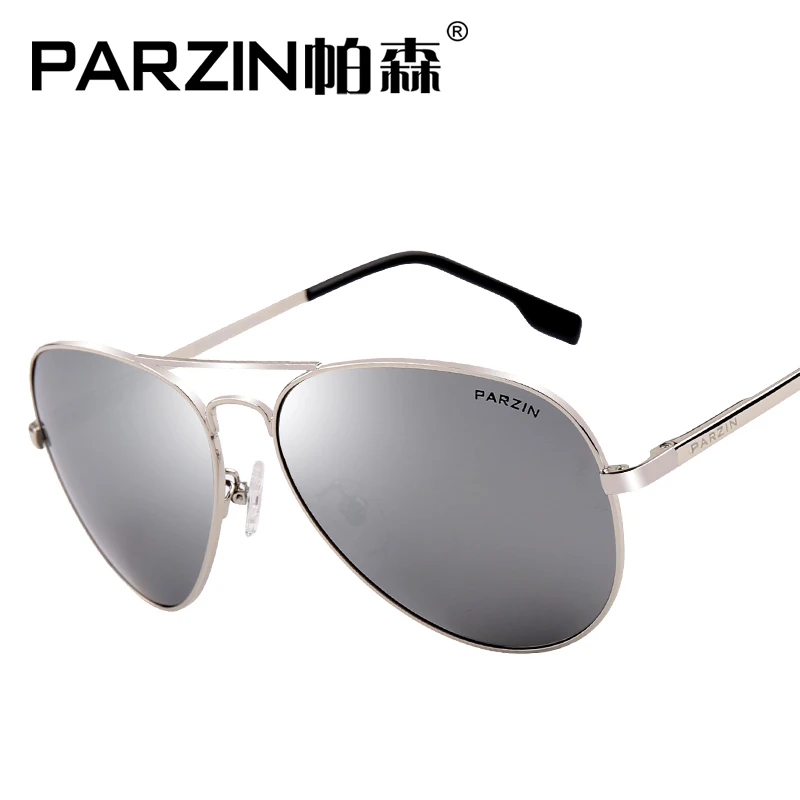 sliver frame sliver Мужские солнцезащитные очки марки PARZIN, в штучной упаковке новинка элегантные очки мужские очки для вождения - Цвет линз: sliver frame sliver