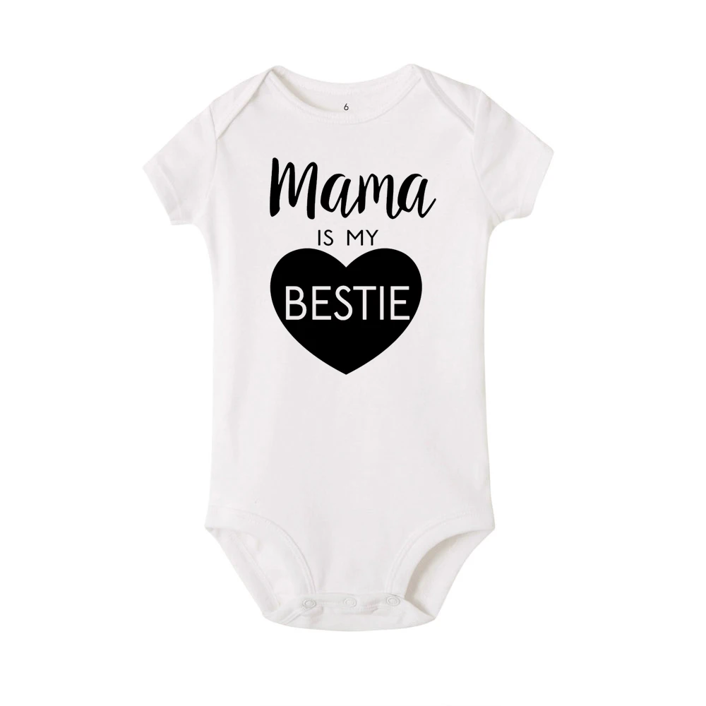 Mama Is My Bestie/Летний комбинезон для маленьких мальчиков и девочек; забавная одежда унисекс для новорожденных; Модный комбинезон с короткими рукавами для малышей