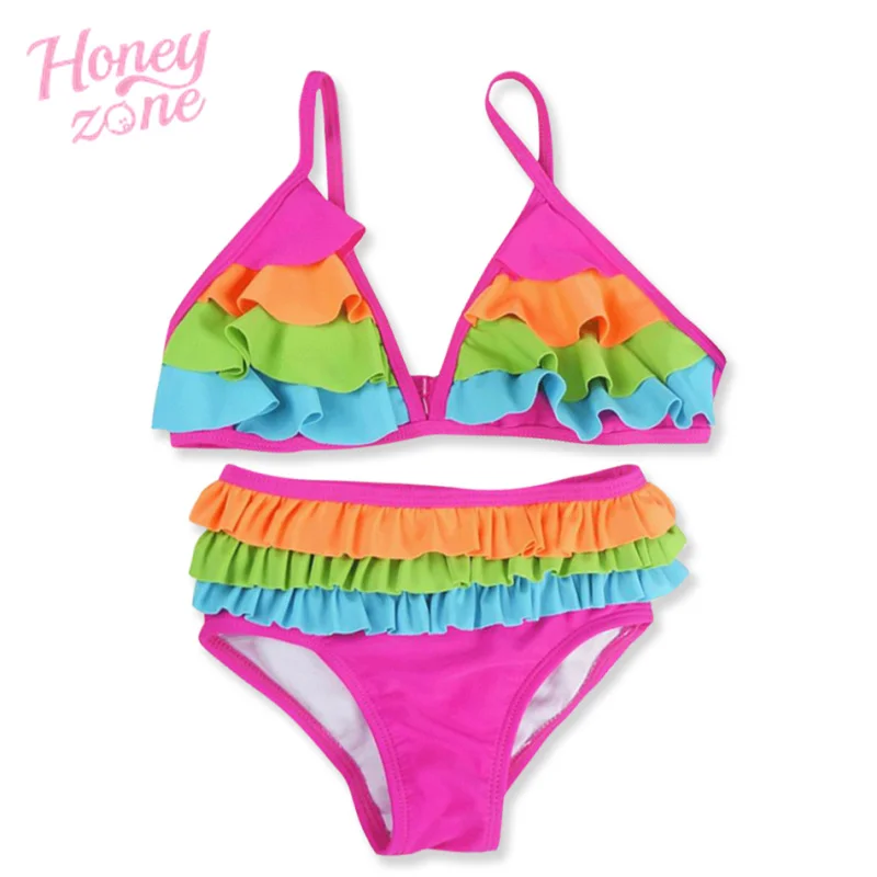 Купальник honeyzone для новорожденных девочек купальник бикини маленьких с радужной