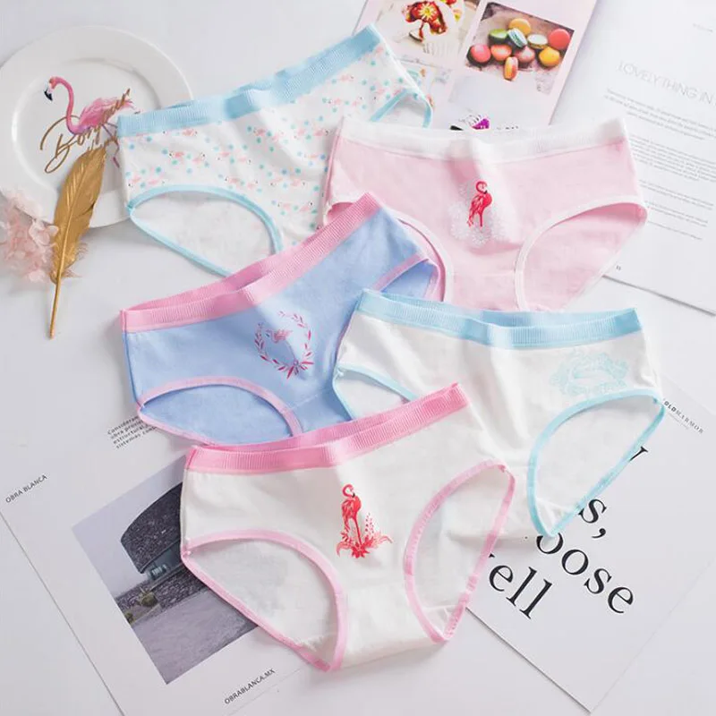 Новинка 4 шт. трусы с фламинго для подростков девочек удобные хлопковые детское